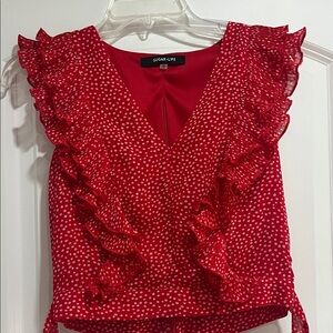 Sugarlips Red and White Ruffle Blouse